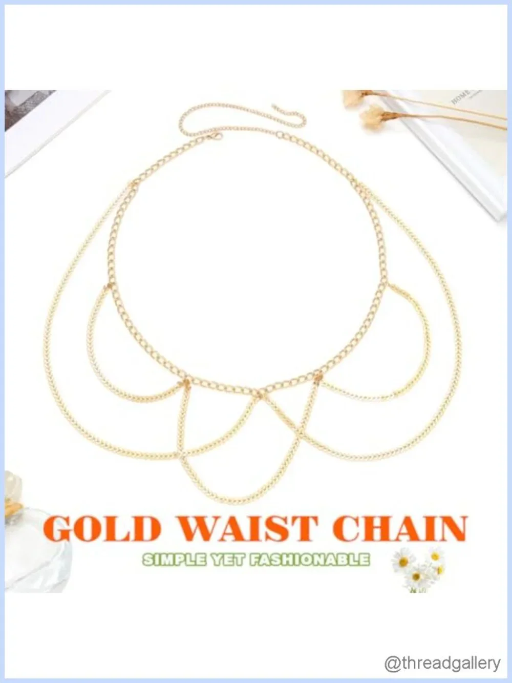 Gold Layered Waist Chain Belt Body Jewelry for Women Adjustable Rave